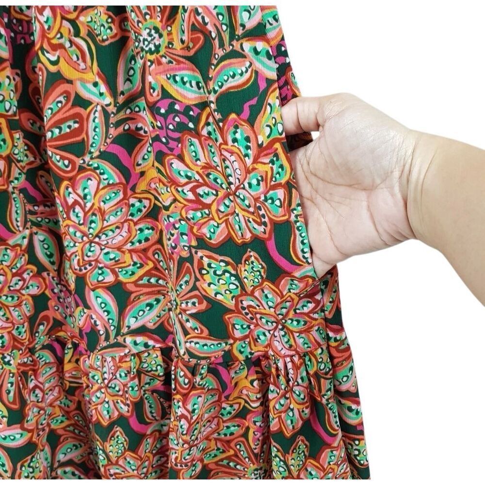 J Crew Floral Ruffle V Neck Mini Dress Sz 6 - Picture 3 of 3